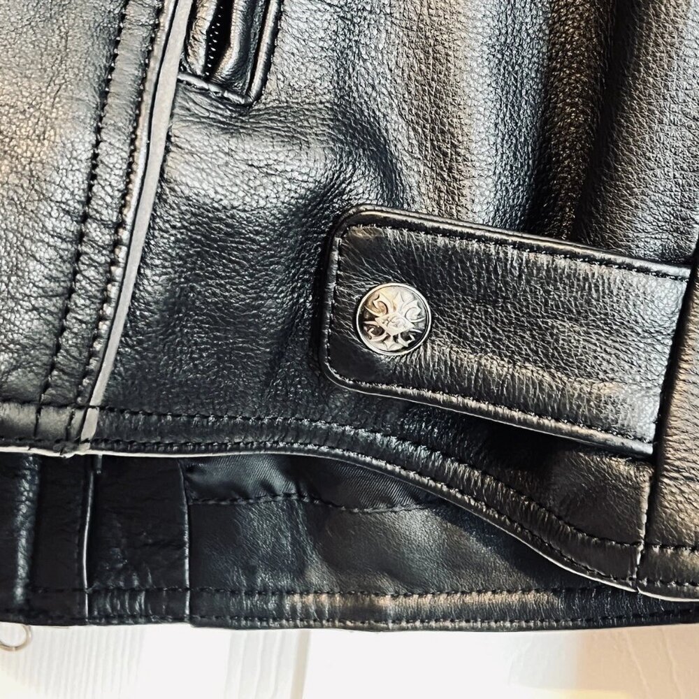 HARLEY-DAVIDSON Women's Purple Steel Heart Black Leather Jacket Like New Large​ - Picture 6 of 8